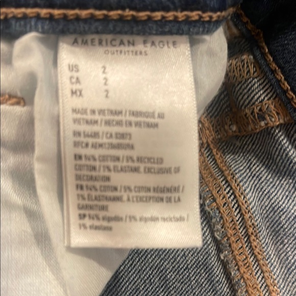 American Eagle Outfitters Blue Jean Shorts Distressed High-Waisted - Picture 2 of 5